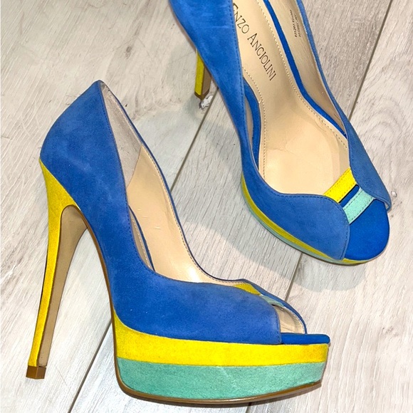 Enzo Angiolini suede tricolor pumps - Picture 1 of 4